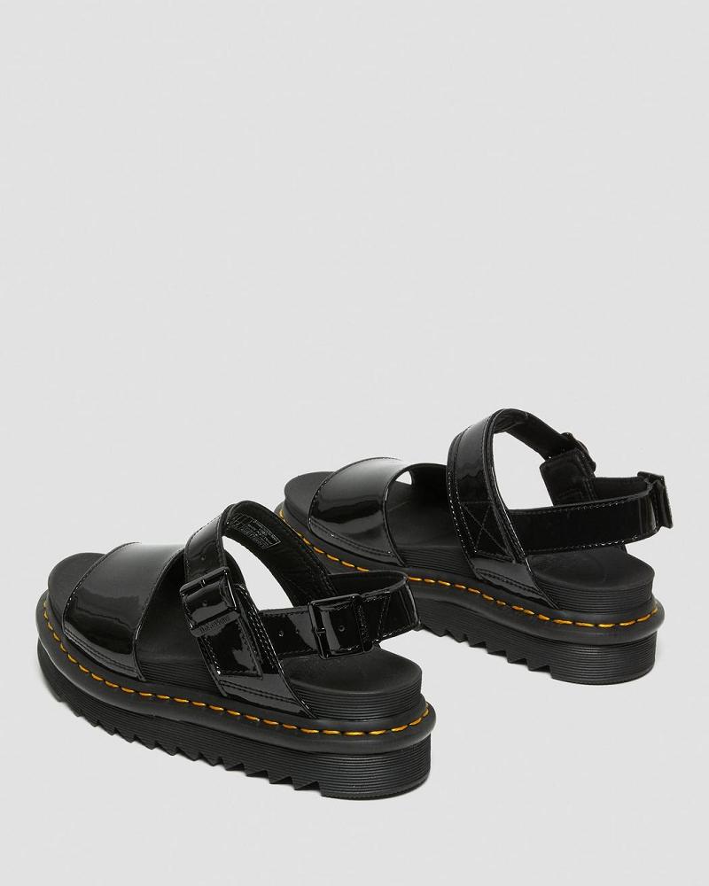 Sandalias De Gladiador Dr Martens Voss Charol Cuero Mujer Negros | MX 481MQZ